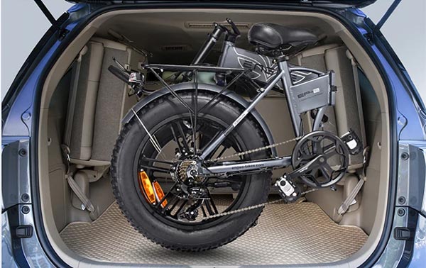 the engwe ep2 folding electric mountain bike inside car