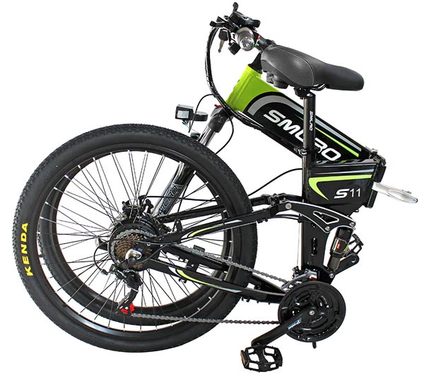 smlro s11 electric mountain bike folded for transport